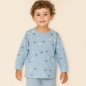 Blue Sheep Print Kids Pajama Set | Soft Cotton Nightwear